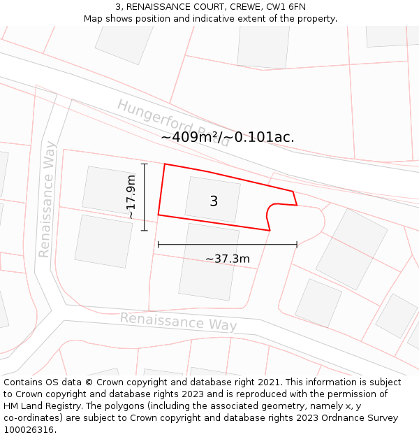 3, RENAISSANCE COURT, CREWE, CW1 6FN: Plot and title map