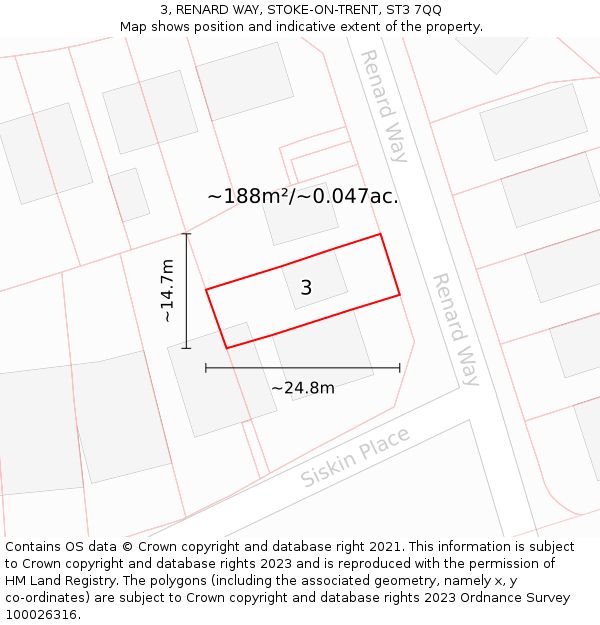 3, RENARD WAY, STOKE-ON-TRENT, ST3 7QQ: Plot and title map