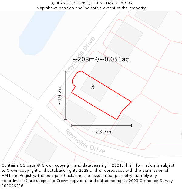 3, REYNOLDS DRIVE, HERNE BAY, CT6 5FG: Plot and title map