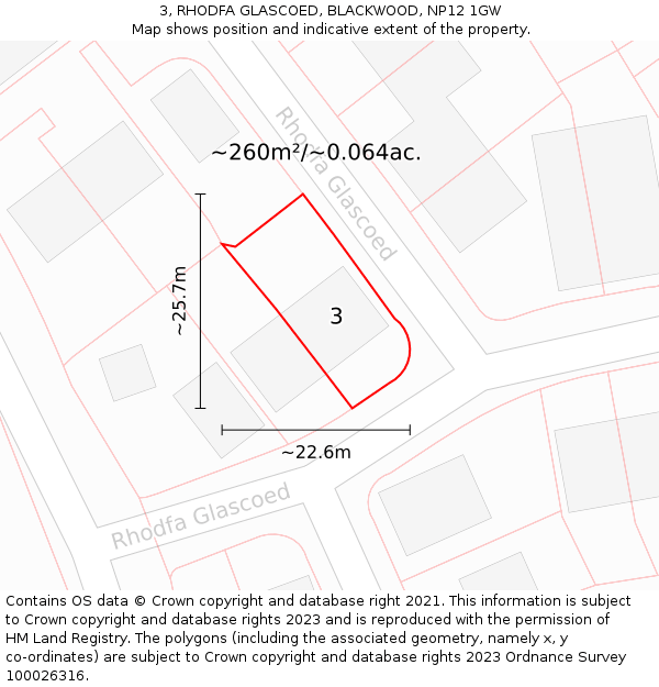 3, RHODFA GLASCOED, BLACKWOOD, NP12 1GW: Plot and title map