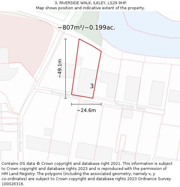 3, RIVERSIDE WALK, ILKLEY, LS29 9HP: Plot and title map