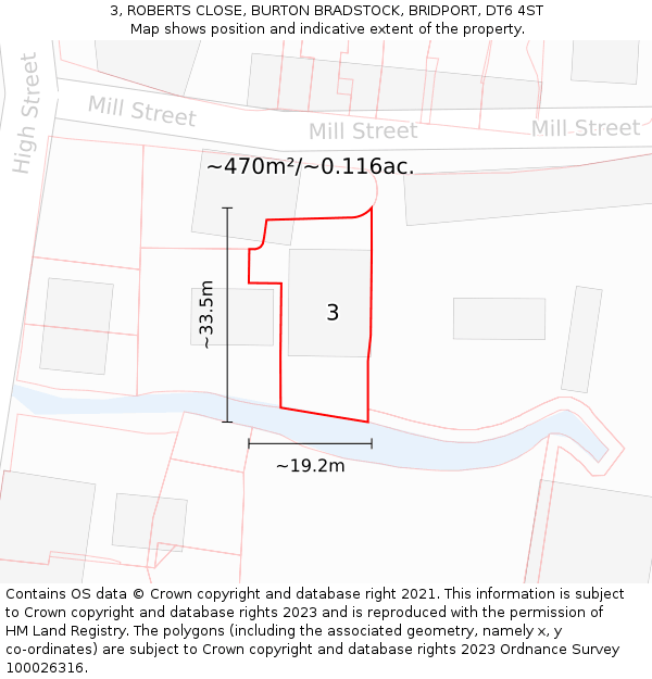 3, ROBERTS CLOSE, BURTON BRADSTOCK, BRIDPORT, DT6 4ST: Plot and title map