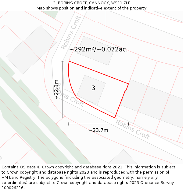 3, ROBINS CROFT, CANNOCK, WS11 7LE: Plot and title map