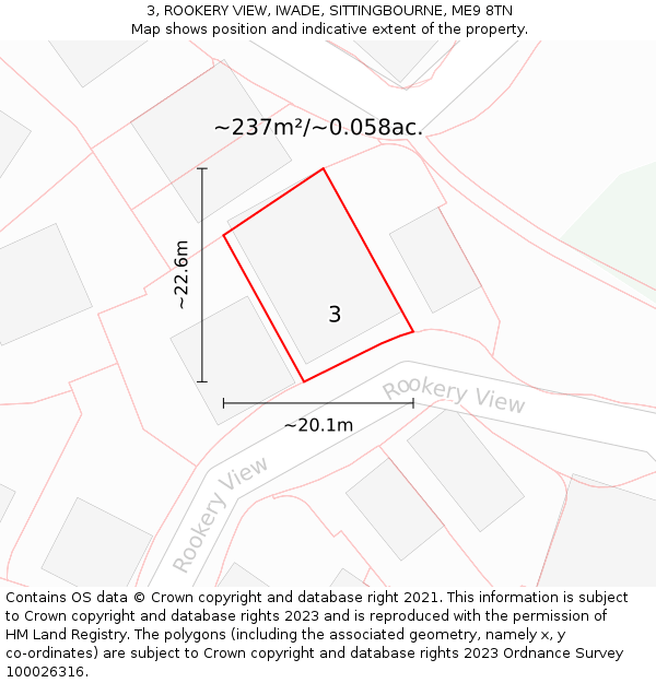 3, ROOKERY VIEW, IWADE, SITTINGBOURNE, ME9 8TN: Plot and title map