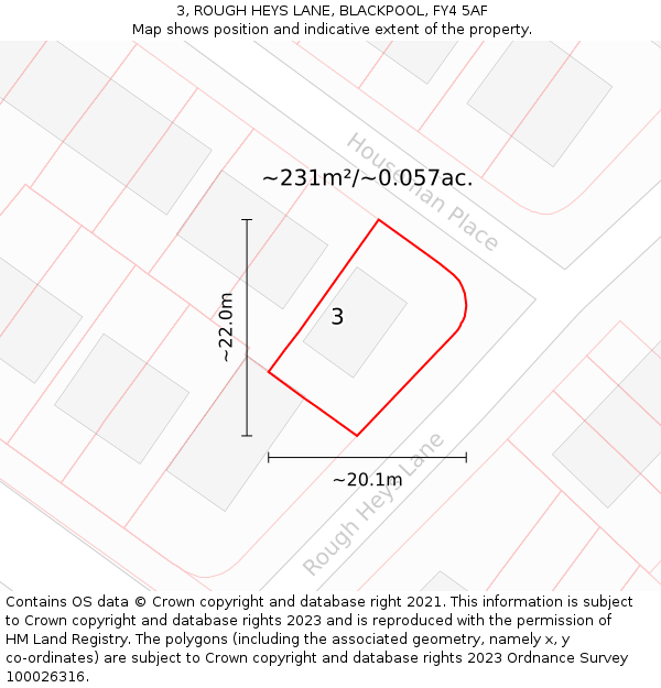 3, ROUGH HEYS LANE, BLACKPOOL, FY4 5AF: Plot and title map