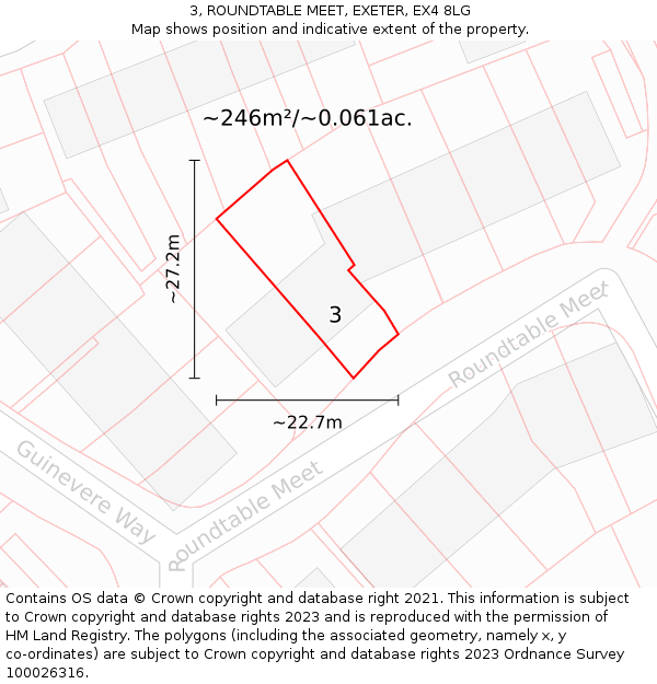 3, ROUNDTABLE MEET, EXETER, EX4 8LG: Plot and title map