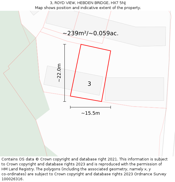3, ROYD VIEW, HEBDEN BRIDGE, HX7 5NJ: Plot and title map