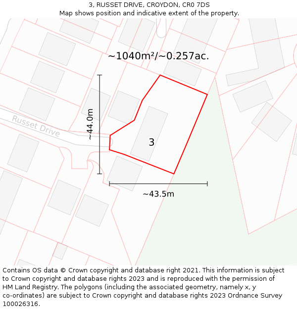 3, RUSSET DRIVE, CROYDON, CR0 7DS: Plot and title map