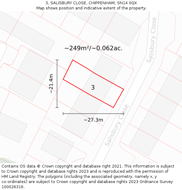 3, SALISBURY CLOSE, CHIPPENHAM, SN14 0QX: Plot and title map