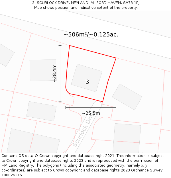 3, SCURLOCK DRIVE, NEYLAND, MILFORD HAVEN, SA73 1PJ: Plot and title map