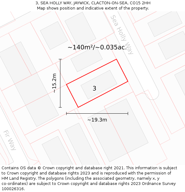 3, SEA HOLLY WAY, JAYWICK, CLACTON-ON-SEA, CO15 2HH: Plot and title map