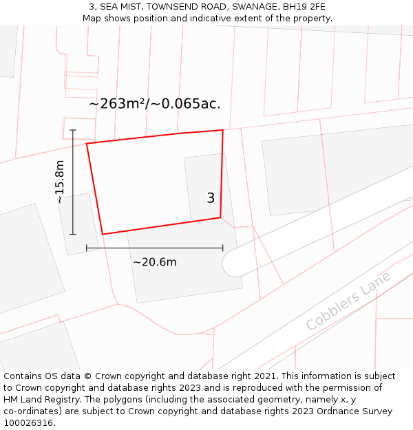 3, SEA MIST, TOWNSEND ROAD, SWANAGE, BH19 2FE: Plot and title map