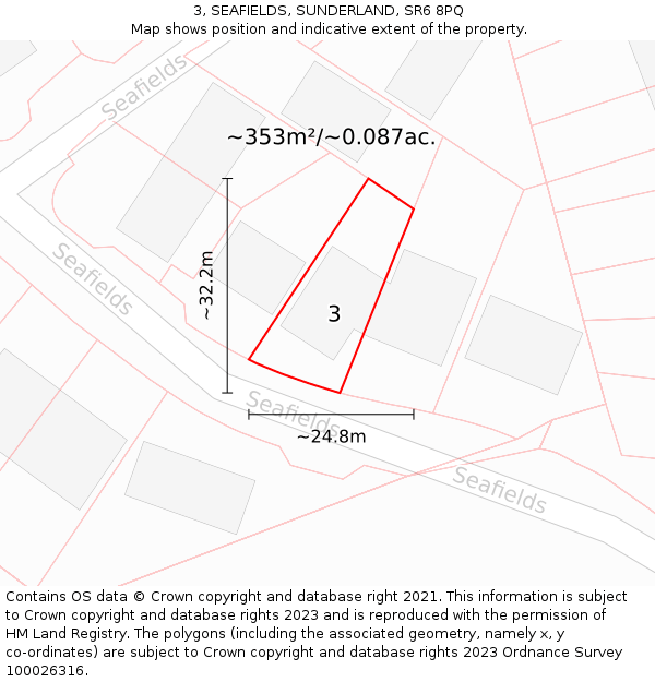 3, SEAFIELDS, SUNDERLAND, SR6 8PQ: Plot and title map