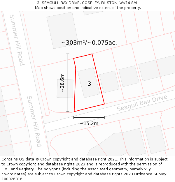 3, SEAGULL BAY DRIVE, COSELEY, BILSTON, WV14 8AL: Plot and title map