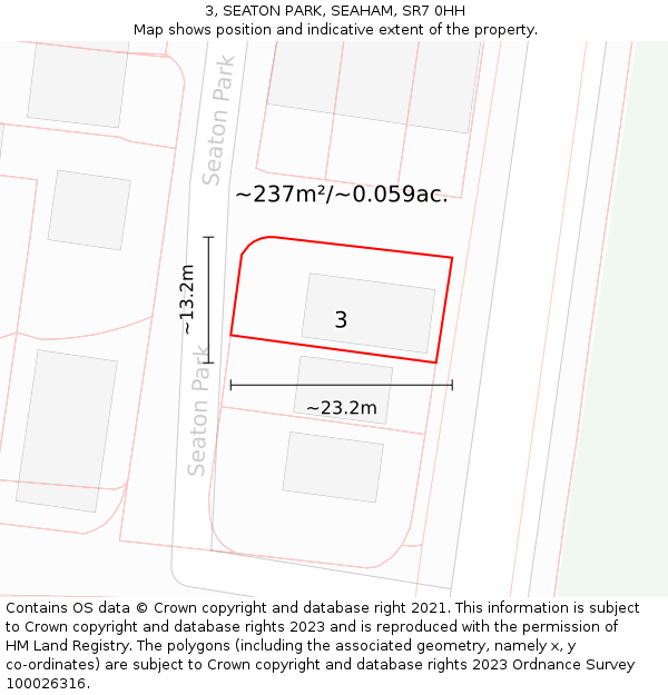 3, SEATON PARK, SEAHAM, SR7 0HH: Plot and title map