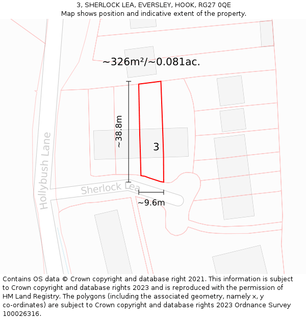 3, SHERLOCK LEA, EVERSLEY, HOOK, RG27 0QE: Plot and title map