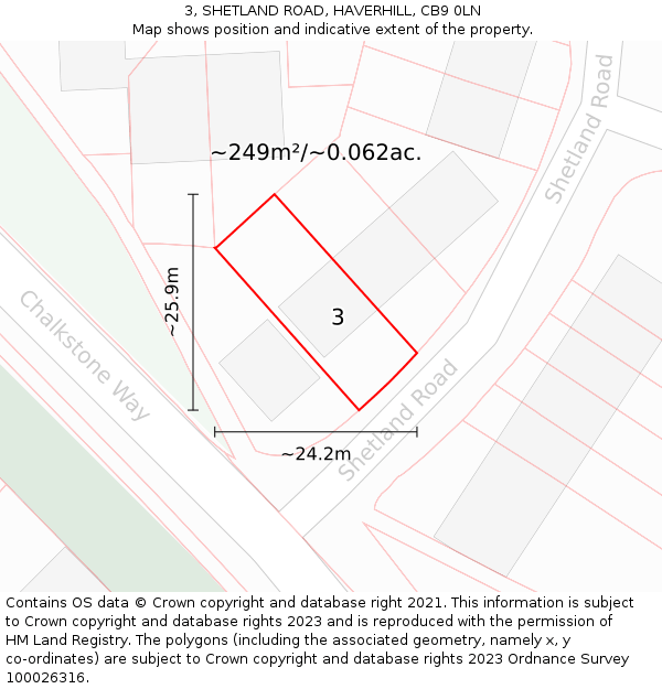 3, SHETLAND ROAD, HAVERHILL, CB9 0LN: Plot and title map