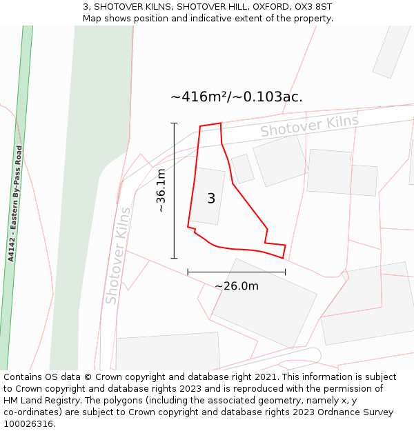 3, SHOTOVER KILNS, SHOTOVER HILL, OXFORD, OX3 8ST: Plot and title map