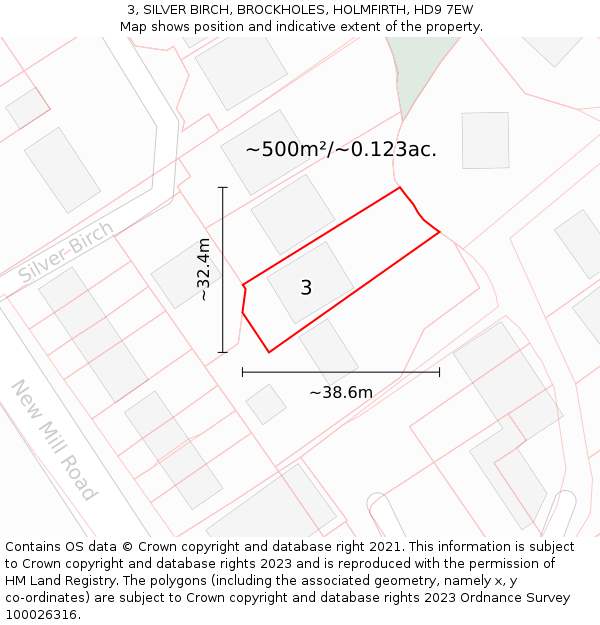 3, SILVER BIRCH, BROCKHOLES, HOLMFIRTH, HD9 7EW: Plot and title map