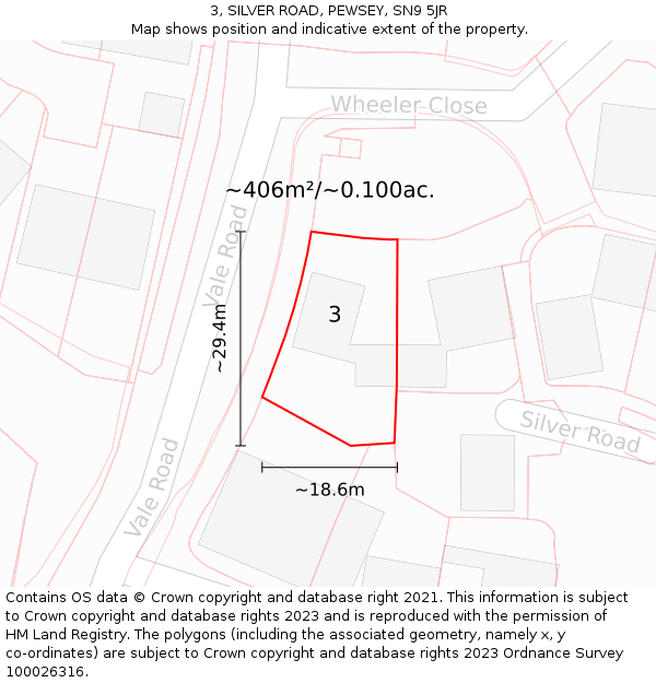 3, SILVER ROAD, PEWSEY, SN9 5JR: Plot and title map