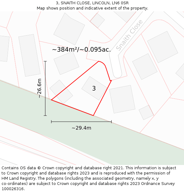 3, SNAITH CLOSE, LINCOLN, LN6 0SR: Plot and title map