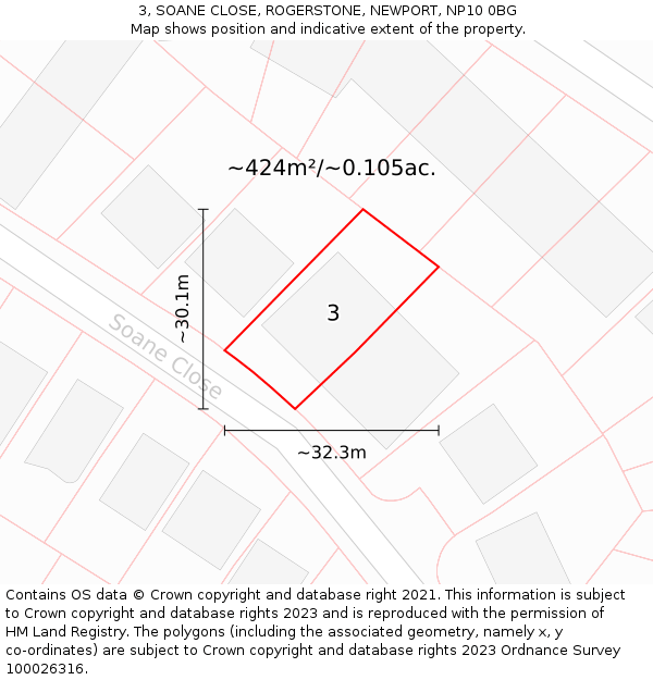 3, SOANE CLOSE, ROGERSTONE, NEWPORT, NP10 0BG: Plot and title map