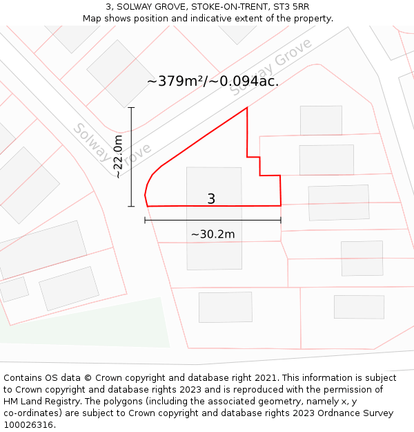 3, SOLWAY GROVE, STOKE-ON-TRENT, ST3 5RR: Plot and title map