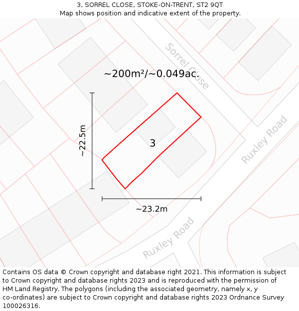 3, SORREL CLOSE, STOKE-ON-TRENT, ST2 9QT: Plot and title map