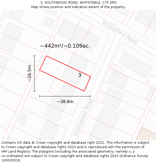 3, SOUTHWOOD ROAD, WHITSTABLE, CT5 2PN: Plot and title map