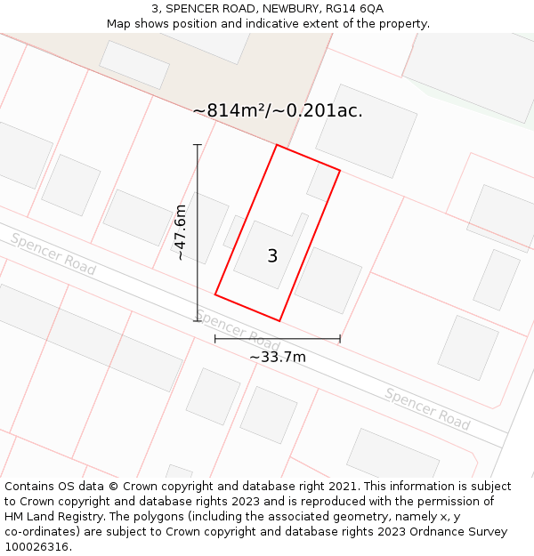 3, SPENCER ROAD, NEWBURY, RG14 6QA: Plot and title map