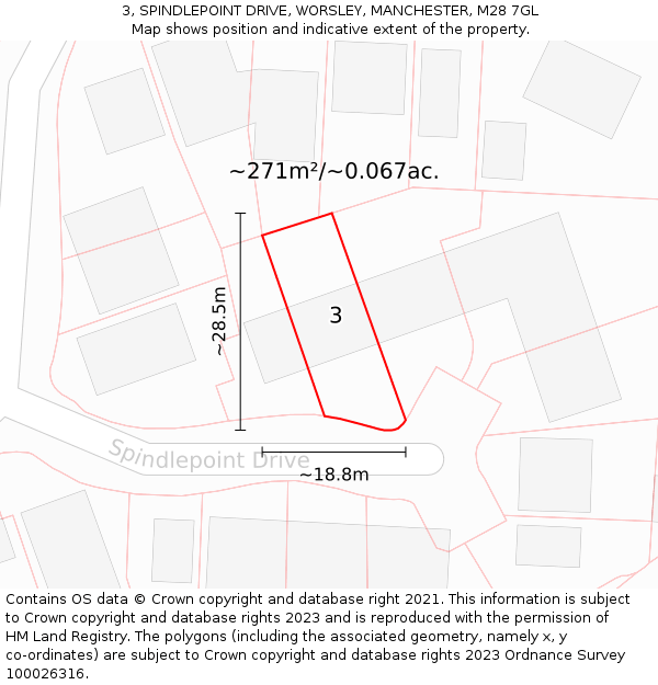 3, SPINDLEPOINT DRIVE, WORSLEY, MANCHESTER, M28 7GL: Plot and title map