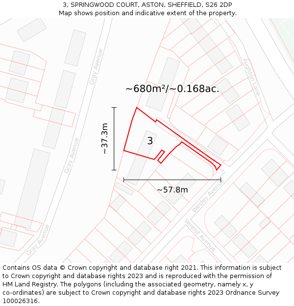 3, SPRINGWOOD COURT, ASTON, SHEFFIELD, S26 2DP: Plot and title map