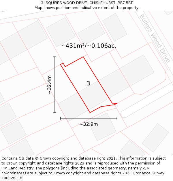 3, SQUIRES WOOD DRIVE, CHISLEHURST, BR7 5RT: Plot and title map