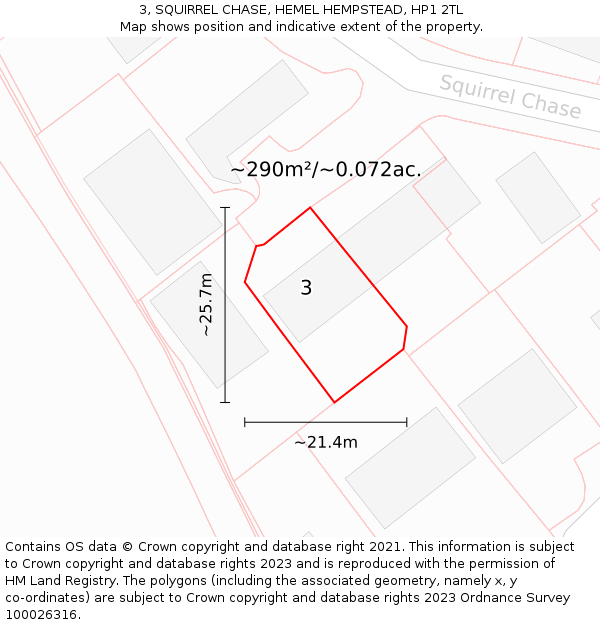 3, SQUIRREL CHASE, HEMEL HEMPSTEAD, HP1 2TL: Plot and title map