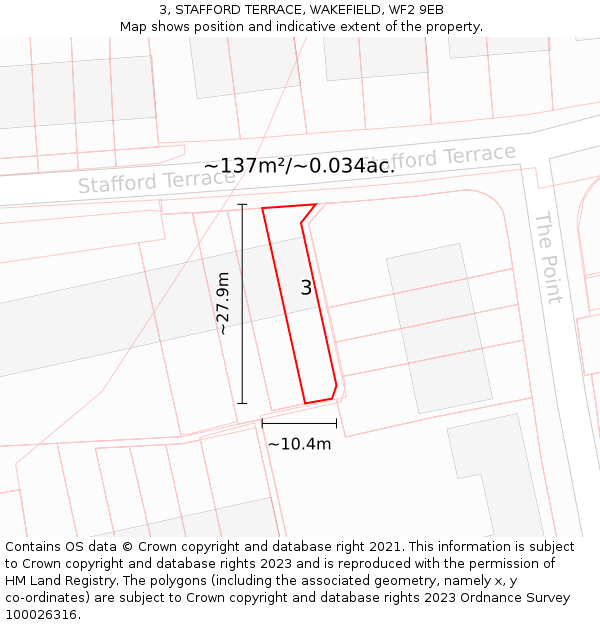 3, STAFFORD TERRACE, WAKEFIELD, WF2 9EB: Plot and title map