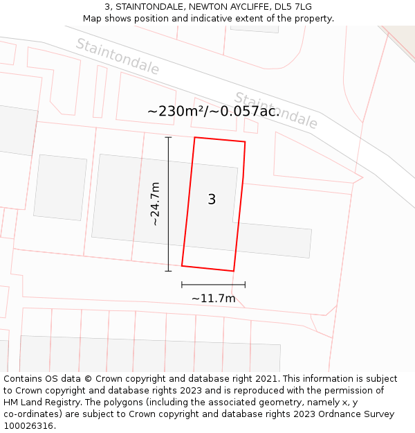 3, STAINTONDALE, NEWTON AYCLIFFE, DL5 7LG: Plot and title map