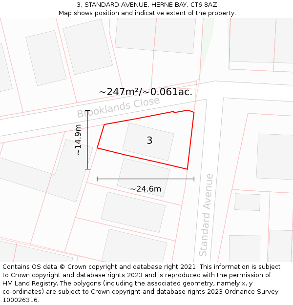 3, STANDARD AVENUE, HERNE BAY, CT6 8AZ: Plot and title map