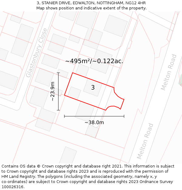 3, STANIER DRIVE, EDWALTON, NOTTINGHAM, NG12 4HR: Plot and title map