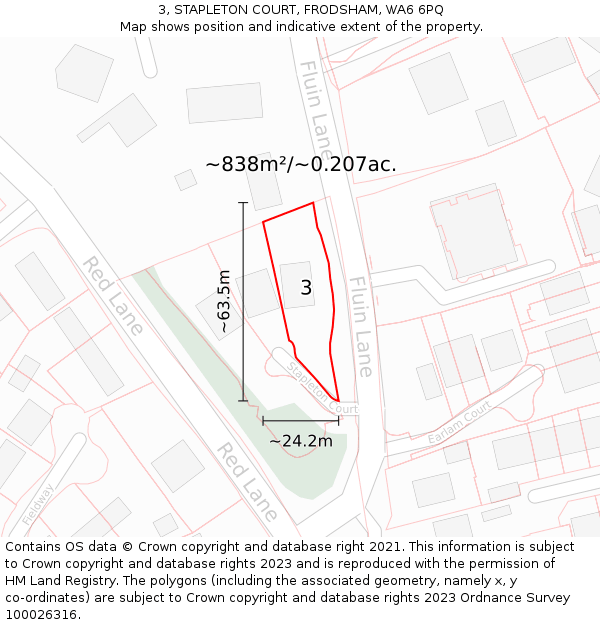 3, STAPLETON COURT, FRODSHAM, WA6 6PQ: Plot and title map