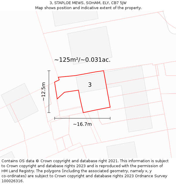 3, STAPLOE MEWS, SOHAM, ELY, CB7 5JW: Plot and title map