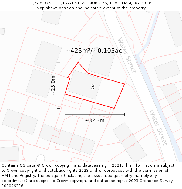 3, STATION HILL, HAMPSTEAD NORREYS, THATCHAM, RG18 0RS: Plot and title map