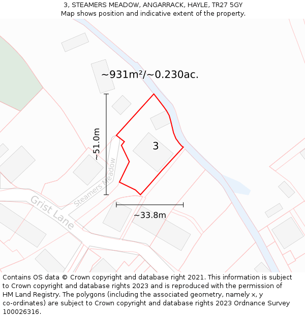 3, STEAMERS MEADOW, ANGARRACK, HAYLE, TR27 5GY: Plot and title map