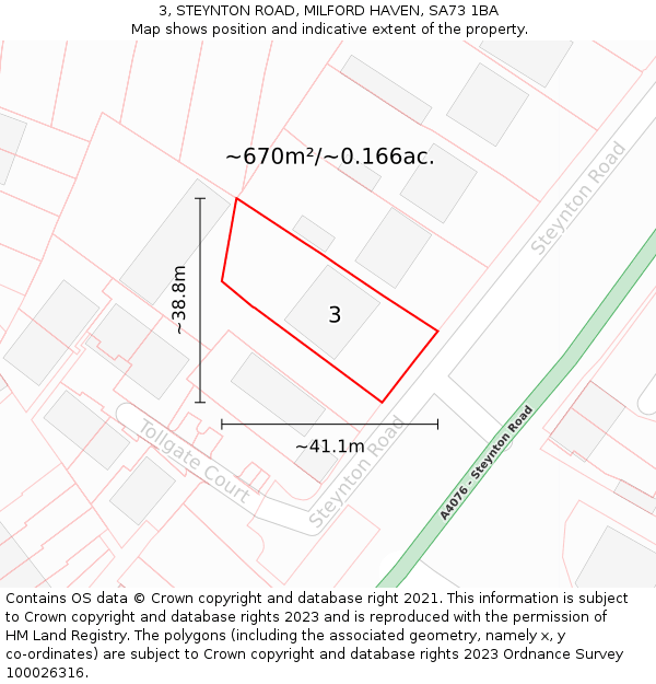 3, STEYNTON ROAD, MILFORD HAVEN, SA73 1BA: Plot and title map