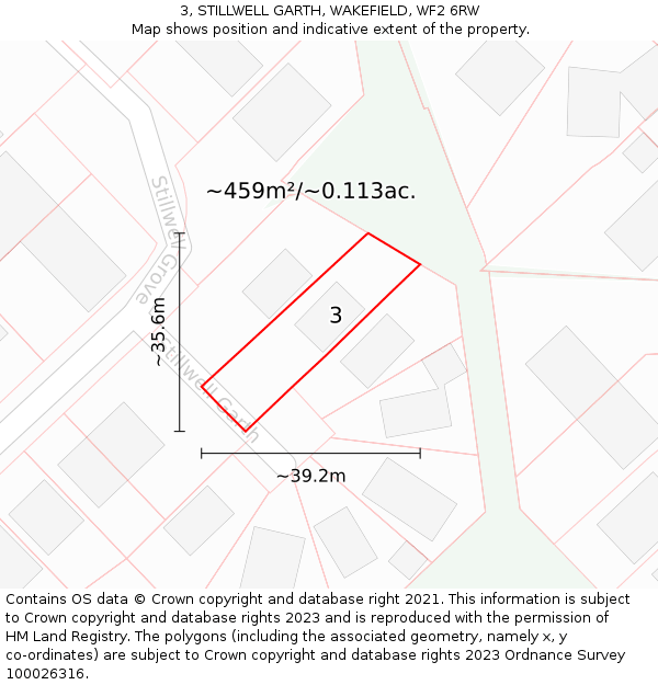 3, STILLWELL GARTH, WAKEFIELD, WF2 6RW: Plot and title map