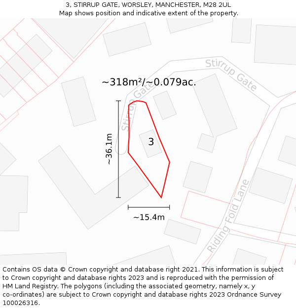 3, STIRRUP GATE, WORSLEY, MANCHESTER, M28 2UL: Plot and title map