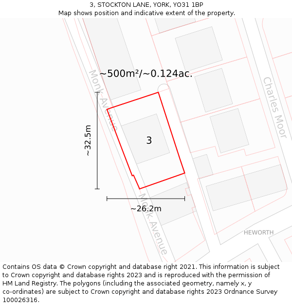 3, STOCKTON LANE, YORK, YO31 1BP: Plot and title map