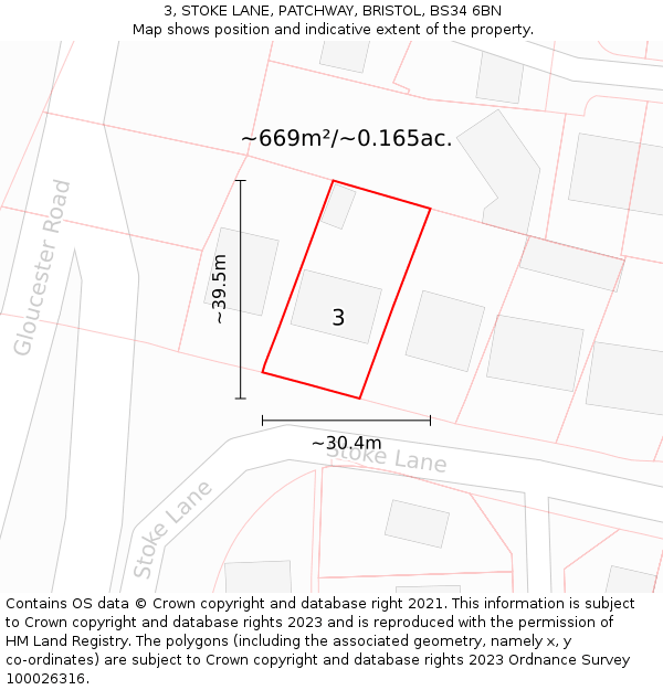 3, STOKE LANE, PATCHWAY, BRISTOL, BS34 6BN: Plot and title map