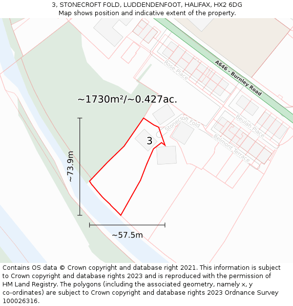 3, STONECROFT FOLD, LUDDENDENFOOT, HALIFAX, HX2 6DG: Plot and title map