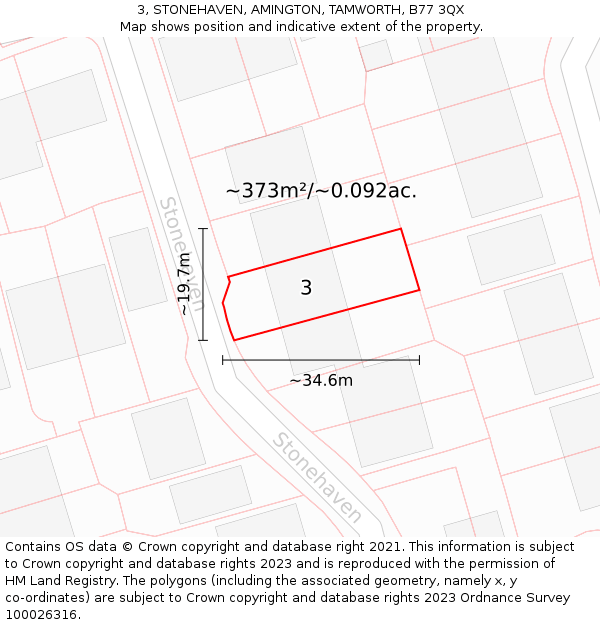3, STONEHAVEN, AMINGTON, TAMWORTH, B77 3QX: Plot and title map