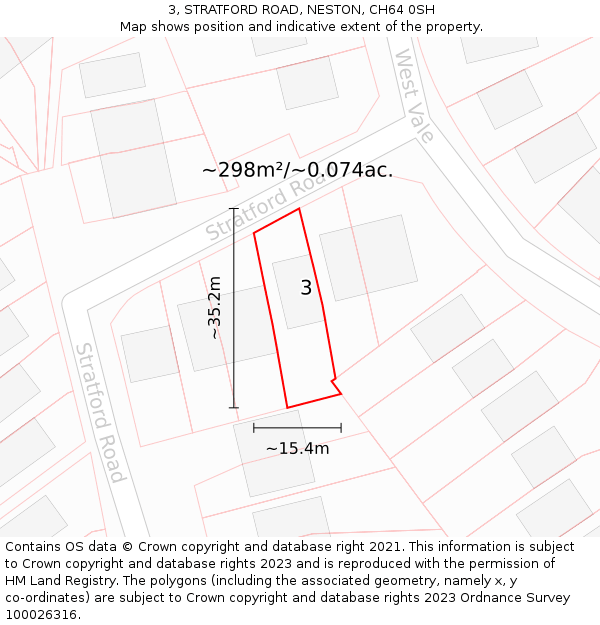 3, STRATFORD ROAD, NESTON, CH64 0SH: Plot and title map